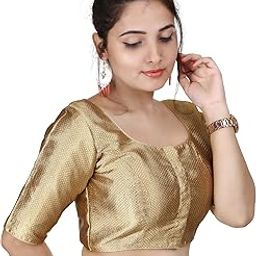 Figure UP Women's Front Hook Readymade Jacquard Half Sleeves Blouse | Pack of 1-image-3