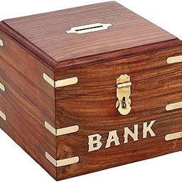 Skaffix Wooden Piggy Bank for Both Adults and Children Wooden Coin Box, Money Saver, Donation Box, Savings Box, Smart Money Box, and Coin Box with Carved Design-image-38