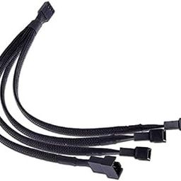 4 Pin PWM Fan Splitter Cable Female to 3/4 Pin Male Adapter Sleeved Splitter (PC Fan Power Extension Cable) - black-19