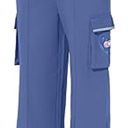 Cargo Joggers: 99% Angel Women and Girls Pull On Blue Embroidered Cotton Loose Fit Flared Joggers-4