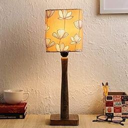 Green Girgit Mustard Flora Wooden Lamp | Night Lamp | Reading Lamp | Home Decor Items | Wooden Bedside Table Lamp | Room Decor | Wooden Lamp 20 Inches | Living Room Decor (W_FLO)-22