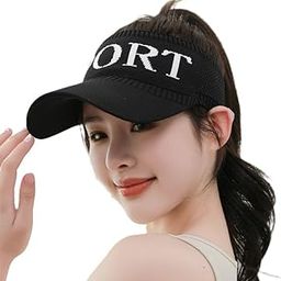 Black Open Head Sun Visor Sport Ponytail Adjustable Summer Cap SunVisor, UV Protection Cap for Golf Tennis Cricket Cycling Running - Sun UV Protection-image-36