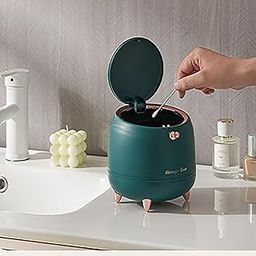 Soko Cute Portable Mini Trash Can, Small One-Key Press Plastic Fancy Desktop Dustbin Waste/Garbage Disposal for Home, Office, Bathroom, Bedroom, Kitchen, Work, Study Table - AdoraBin (Green)-image-26