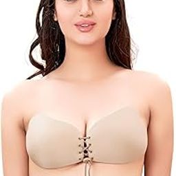 Women's Nylon Blend Lightly Padded Strapless Backless Adhesive Stick On Bra-picture-45