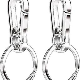 PUHOHP Pack of 2 Heavy Duty Zinc Alloy Keychain, Metal Carabiner Keychain Car Key Holder Spring Keyring Quick Release Key Chain Clips Carabiner Keyring (Silver, 2 Pcs)-picture-26
