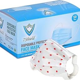 7Shield Disposable 3Ply Polka Dotted Face Mask for Kids - Ultra Soft Fabric Wide Ear Loop, Comfortable, Inbuilt Plastic Coated Nose Pin, CE and ISO Certified, Convenient Box Pack-2