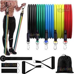 Toyshine Fitness Resistance kit with 5 Colorful Bands, Handles, Ankle Strap & Door Anchor with Storage Bag - Multicolor(SSTP)-image-31