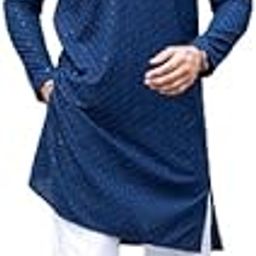 Men's Embroidered Sequence Cotton Full Sleeve Regular Fit Casual Wear Kurta Pyjama Set (C-R-K-010231)-image-58