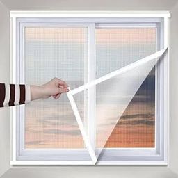 Shree Savariya Seth® Premium Window Net Pre - Stitched with adheshive Hook & Loop Tape for Complete Mosquito Protection for Our Home [ Colour - White ] Size: (2X2 Ft)-14