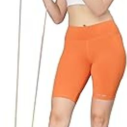 Women Orange Solid Rapid-Dry Seamless Short Tights-image-1