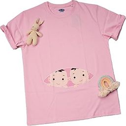 Peek-a-Boo Tees for Women - Cotton Round Neck Half Sleeves Printed T-Shirt | Tee for Twins Moms-5