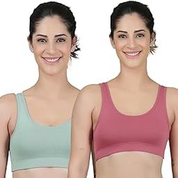 Women's Super Cotton Blend Sports Bra||Non Padded|| Wirefree Everyday use||Low Impact-Full Coverage Bra|| 2 Piece Combo Sports Bra-image-86