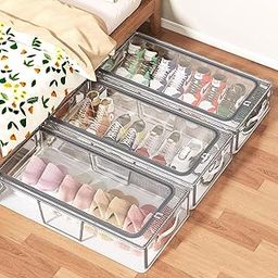 Under Bed Shoe Storage Organizer (60*30*15 Cm), Containers Box Bags With Clear Cover, Reinforced Handles, Sturdy, Breathable Fabric Polyvinyl Chloride Transparent Clothes Organizer 27 Litre (2)-19