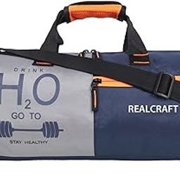 REALCRAFT Polyester H2O go to Gym Duffle/Gym Bag/Shoulder Bag for Men & Women with Separate Shoes Compartment (19 inch X 11inch X 9.5 inch) (Blue)-image-55