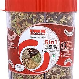 Chandan Mouth Freshener 5 in 1 Mix Mouth Fresheners Sweet Fennel Mix | Kashmiri, Special, Jet, Poona & Gulab Mukhwas, 8.82 oz / 250 g-image-32