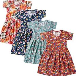 Ting Ting Baby Girls Frock Dress Combo Pack of 4 (Short Sleeves,Multicolour)-image-38