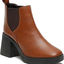Women's Slipon Side Elastic with Triangle Light Weight TPR Sole Ankle Length Comfort Mid Top Heel Boots-picture-1