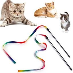 Qpets� Cat Rainbow Wand Toys Interactive Cat Toy Colorful Ribbon Charmer for Kittens Cat Games and Toys Cat Playing Toys for Cat Pet- 2 PCS-13