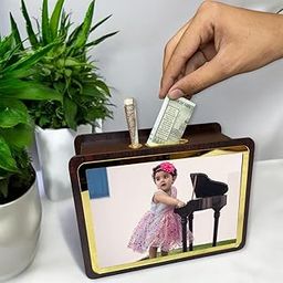 Wooden Photo Money Bank Box,Money Box, Gulak Coin Box for Kids & Adults, Savings Challenge Box for Couple,Cash Vault Wooden Savings Box, Piggy Bank Amount 100000,Money Save Box P8-image-92
