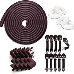 Kids Station Baby Safety Kit- 5 Meter Safety Strip + 8 Corner Guards + 4 Door Stoppers + 10 Child Safety Locks for Drawers, All-in-one Baby Proofing Kit (5 Meter Edge Protector Kit (Brown + Brown))-image-22