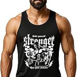 Men's Gym Vest Tank Top – Sleeveless Workout Vest | Bold Motivational Print | Quick Dry, Lightweight & Breathable for Bodybuilding & Fitness – 88% Polyester 12% Lycra (Black)-image-97