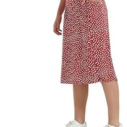 Midi Skirt for Women Athletic Skorts with 3 Pockets Modest Skirts Active Running Skort, Red White Dot, X-Large-94