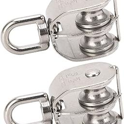 Double Pulley Block, M25 U Shaped, 150kg Bearing, Rustproof Stainless Steel, 360 Degree Swivel Pulley Wheel Roller for Camping, Hiking, Fishing, Fitness, Mountaineering-image-83