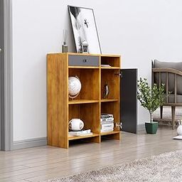 Bniture Multipurpose Storage Cabinet for Living Room, Kitchen, Office, Sideboard Cabinet with 1 Drawer and 1 Door Storage (Giant Wood & Slate Grey)-image-69