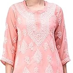 Hand Embroidered Lucknowi Chikankari Georgette Women Short Top & Tunic with Inner Slip SCL9076-image-54