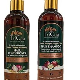 TriCaa Complete Hair Care Kit for Strong and Shinier Hair That Makes Hair Easy To Manage (Shampoo + Conditioner) Combo Pack (2 Items in the set) (Onion bhringraj apple cider shampoo + Conditioner)-image-76