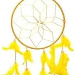 King & Queen Creation Handmade Beaded Wall Hanging Circular Net Decoration Dream Catcher by S.L Enterprises (Yellow)-image-47