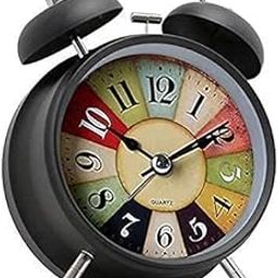 Vintage Alarm Clock Twin Bell with Night Backlight Function and Silent Motion, Metal Frame High Volume Bedside Luminous Alarm for Students Bedroom/Office (Black)-picture-24