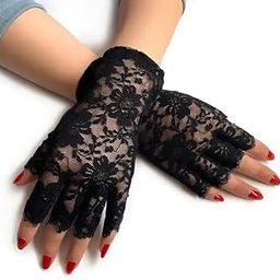1 pair ladies lace gloves for women and girls for half finger-image-98