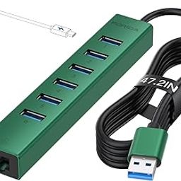 7 Ports USB 3.0 Hub, USB to Network HUB with 6 USB 3.0 Data Transmission, Gigabit Ethernet Port and 5V/3A Power Port,USB Aluminum Extension for Laptop, iMac, PC, USB Flash Drives etc-image-93