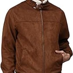Men's Blended Suede Standard Length Bomber Jacket-image-21