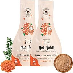 Nat Habit Fresh Masoor Rub Bath Ubtan, 2 Minute Body Scrub For Skin Softening & Radiance, Acne Control, Hydration, Wrinkle Protection, Ayurvedic Inspired, 80 g Each (Pack of 2)-17