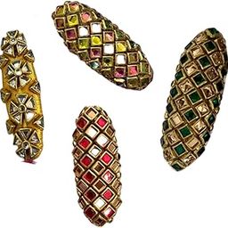 VRCreations Multi-coloured Handcrafted Traditional Brooch Pin Set of 4-image-46