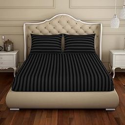 Spaces 100% Cotton Bedsheet Large Luster Shine Colour Smart Skin Safe 210 Tc Black Bedsheet King Size Bed Cotton-image-45