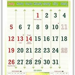 VP815 Go Green English wall calendar 2025, Size 14x20" 12 sheets of monthly wall calendar 2025-10