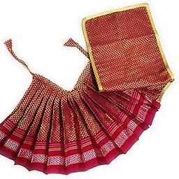 Navaratri Diwali Varalakshmi Goddess Kalash Khan Saree (Orange-Red Border) / Mata Rani Poshak/Ma Laxmi, Durga, Sarswati, Radha/Margashirsha Devi Ma Accessories for Pooja-image-14