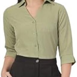 Women Self Design Sage Green Polyester Formal Shirt-image-48