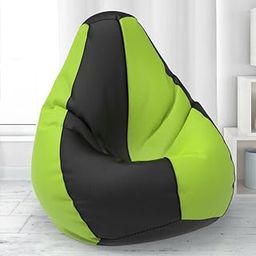 ComfyBean Bag with Beans Filled 4XL- Official: Lazy Sacks Bean Bags - for Adults - Max User Height : 5.5-6 Ft.-Weight : 70-99 Kgs(Model: Black Pea Green)-9