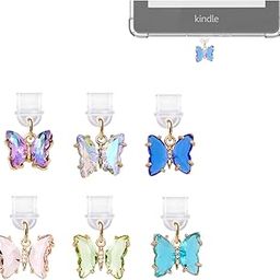 spansee Butterfly Dust Plug Charm Compatible with Kindle Paperwhite 2021 Released,Type C/USB C Dust Plug,Set of 6-picture-13