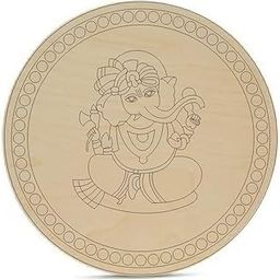 300Sparkles Pre Marked Ganeshji Ganpati Design Round MDF Board Laser Cutout Base Painting Board Art & Craft Home Decoration 10 x 10 Inch-image-95