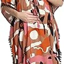 Rayon Abstract Multi Maternity Kaftan/Free Size/Feeding/Nursing/Zipper/Drawstring/Printed/Full Length-image-31
