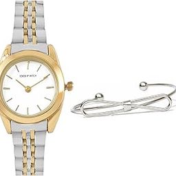 Stainless Steel Women Azurra Dualtone Analog Watch Bracelet Stack, White Dial, Multi-Color Band-image-92