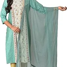 w for woman Women Polyester Aqua Blue Mesh Dupatta With Sequins_22Auw81504-217819_Free Size-picture-7