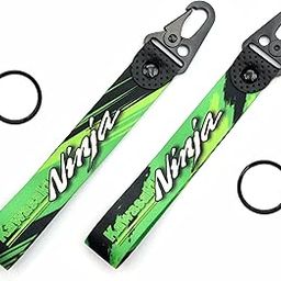 ERODIAN Lanyard Ninja Keychain | 25mm Racing Tag Keychain Holder | Wrist Band Key Ring Compatible for All Bikes, Cars - Green Color (Pack of 2)-image-71