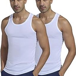 Men's Pace Super Combed Cotton Regular Fit Solid Round Neck White Vest (Pack of 2)-image-14