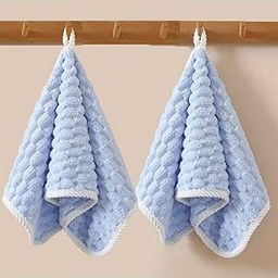 Microfiber Hand Towels/Face Towel/Small Size Towel/Towel for Men, Women & Babies/Ultra Soft, Absorbent & Quick Dry Towels for Gym, Travel 300 GSM (Blue)-image-11